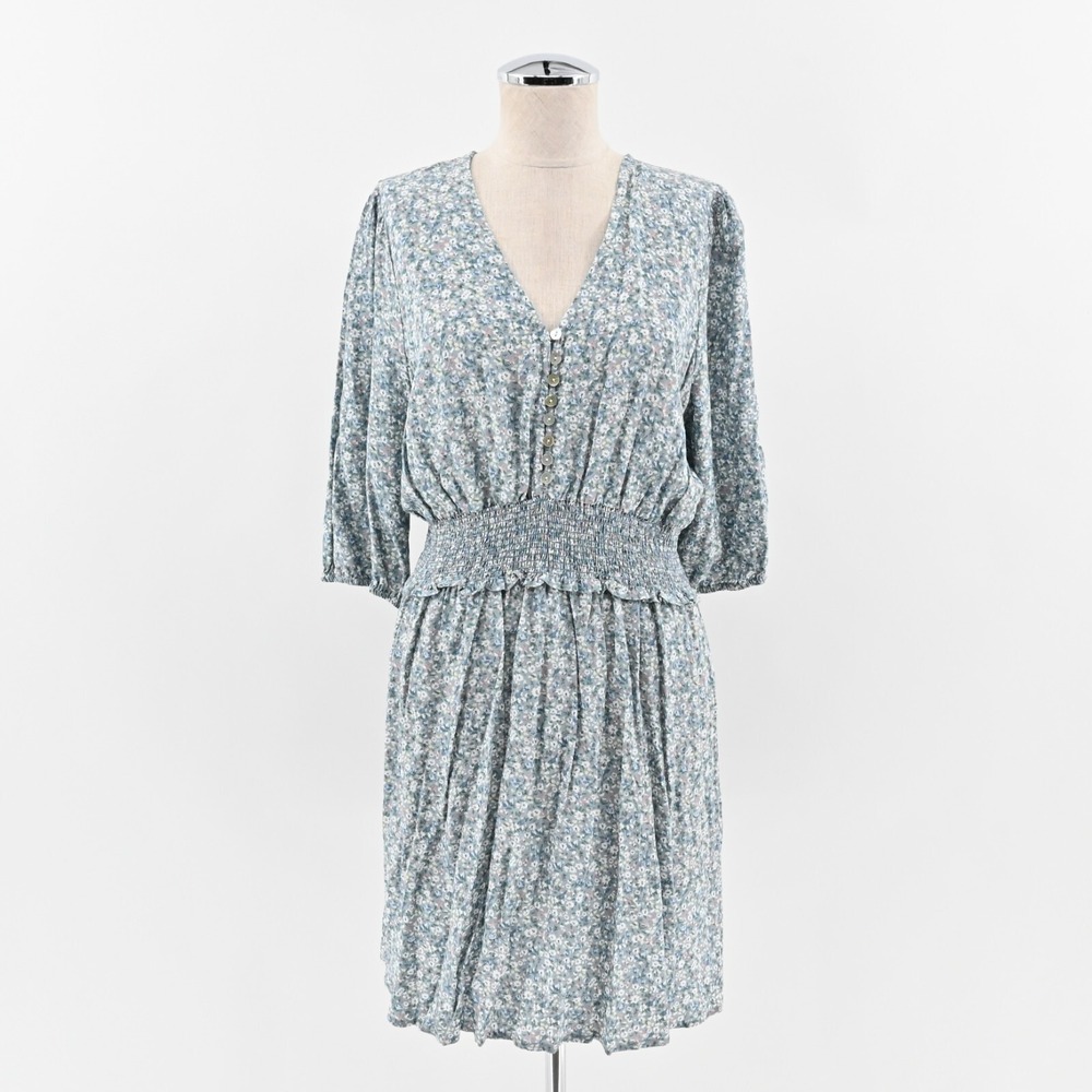 Rails May Bellflower Dress Womens Size M Multi Floral V Neck Smocked Waist‎ Mini